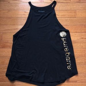 Pure Barre Black Tank w Gold Foil Logo